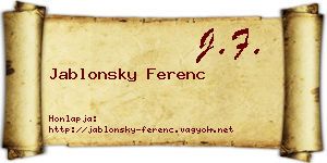 Jablonsky Ferenc névjegykártya