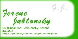 ferenc jablonsky business card